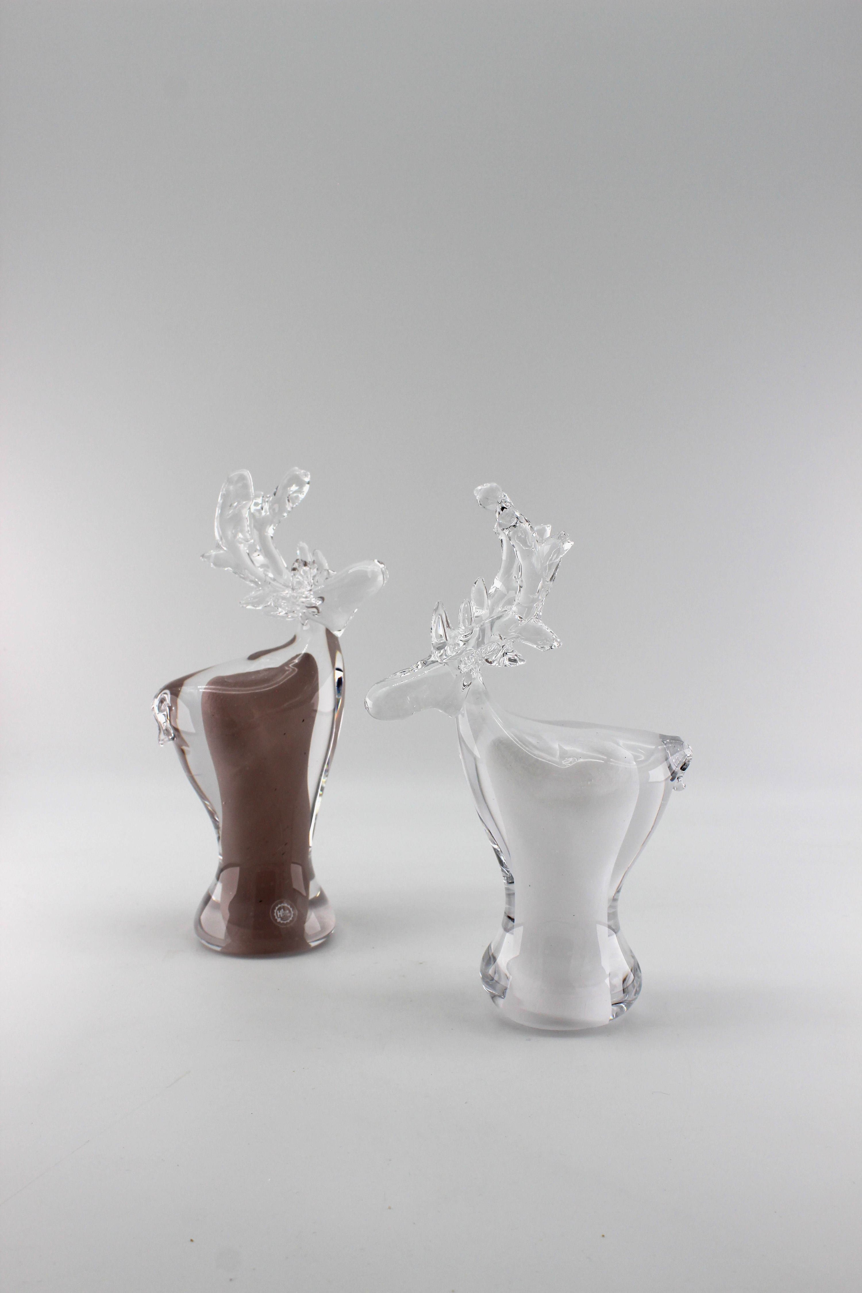Moose and Reindeer - Glass sculpture
